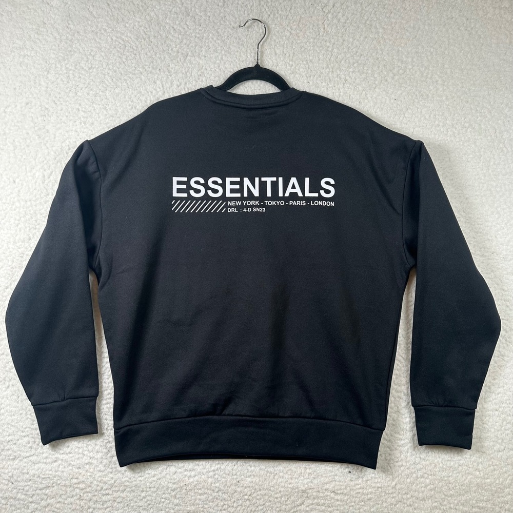 DRL Essentials Sweatshirt Mens S Streetwear Pullover Black Minimalist Urban